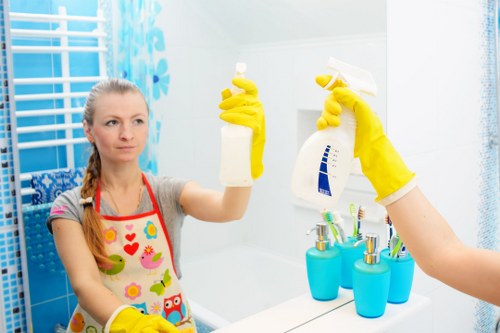 Communal area cleaning in a residential building entrance