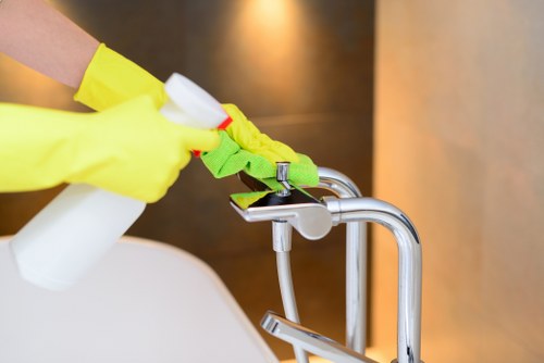 Deep cleaning in a home with a spotless kitchen and organized surfaces