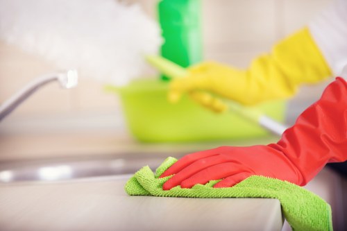 Professional cleaning supplies used for scheduled maintenance